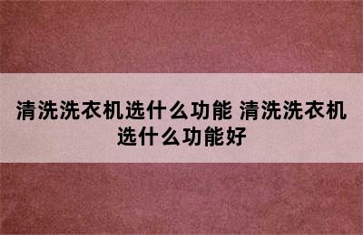 清洗洗衣机选什么功能 清洗洗衣机选什么功能好